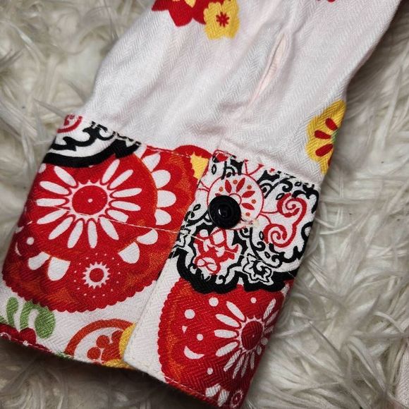 New Tianello Linen Floral Button Up Blouse Top - Picture 8 of 9